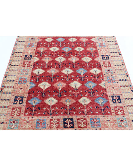 Kazak 4' 11" X 6' 6" Hand Knotted Wool Rug 4' 11" X 6' 6" (150 X 198) / Red / Wool