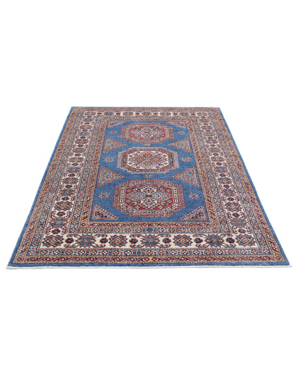 Kazak 4' 10" X 6' 10" Hand Knotted Wool Rug 4' 10" X 6' 10" (147 X 208) / Blue / Wool