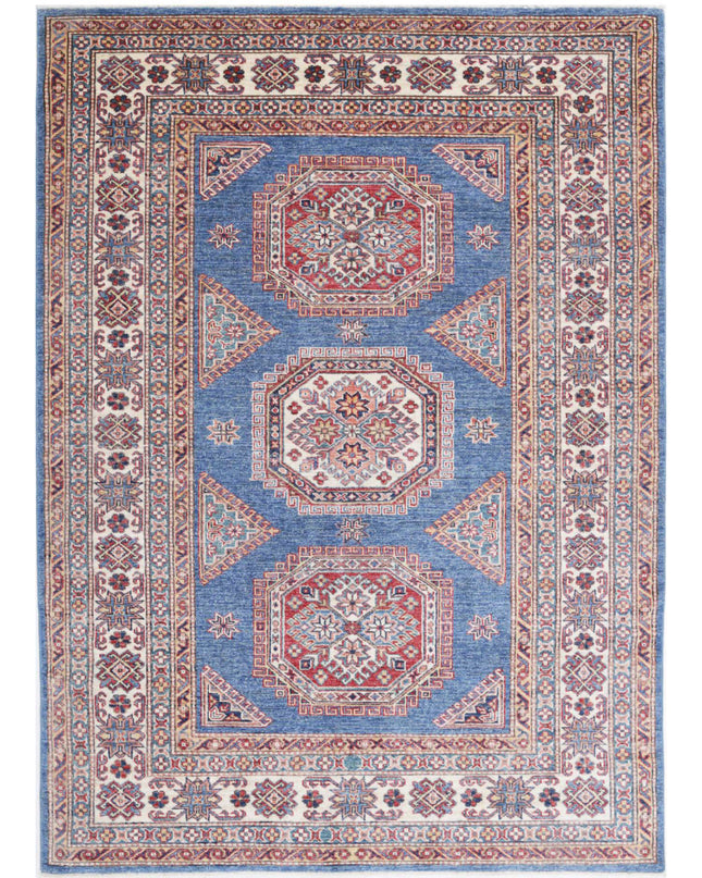 Kazak 4' 10" X 6' 10" Hand Knotted Wool Rug 4' 10" X 6' 10" (147 X 208) / Blue / Wool