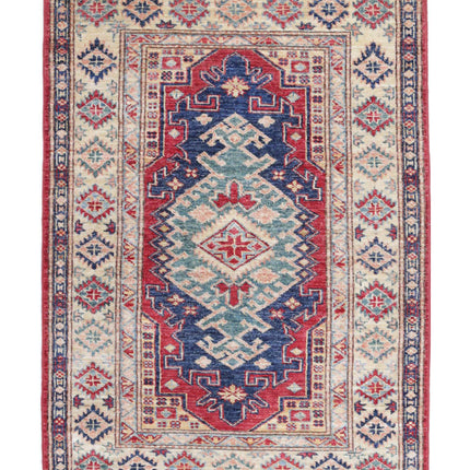 Kazak 2' 10" X 4' 2" Hand Knotted Wool Rug 2' 10" X 4' 2" (86 X 127) / Red / Wool