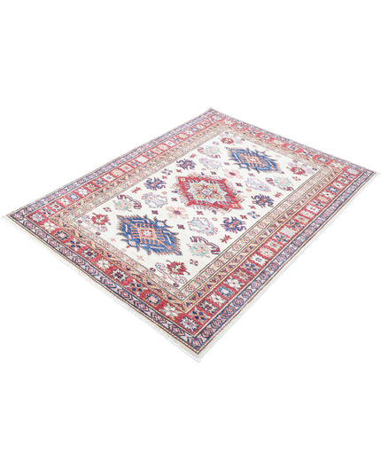 Kazak 4' 0" X 5' 5" Hand Knotted Wool Rug 4' 0" X 5' 5" (122 X 165) / Ivory / Wool