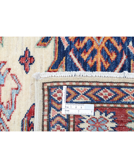 Kazak 4' 0" X 5' 5" Hand Knotted Wool Rug 4' 0" X 5' 5" (122 X 165) / Ivory / Wool