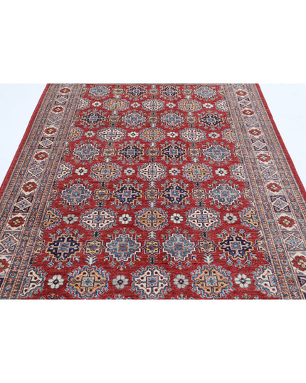 Kazak 5' 4" X 8' 2" Hand Knotted Wool Rug 5' 4" X 8' 2" (162 X 249) / Red / Wool