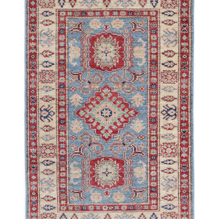 Kazak 2' 9" X 4' 2" Hand Knotted Wool Rug 2' 9" X 4' 2" (84 X 127) / Blue / Wool