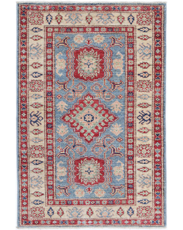 Kazak 2' 9" X 4' 2" Hand Knotted Wool Rug 2' 9" X 4' 2" (84 X 127) / Blue / Wool