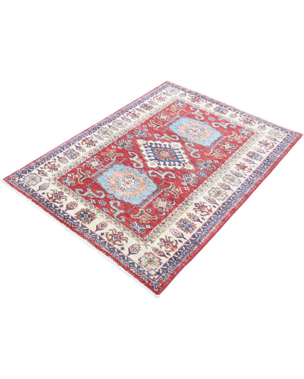 Kazak 3' 6" X 4' 9" Hand Knotted Wool Rug 3' 6" X 4' 9" (107 X 145) / Red / Wool