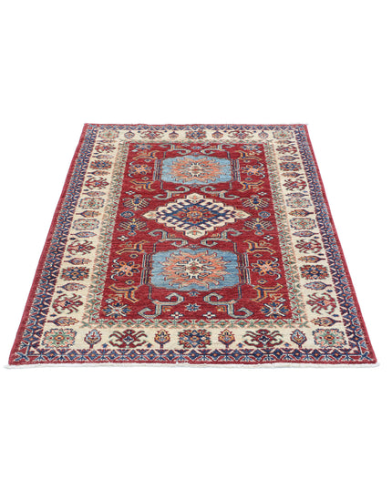 Kazak 3' 6" X 4' 9" Hand Knotted Wool Rug 3' 6" X 4' 9" (107 X 145) / Red / Wool