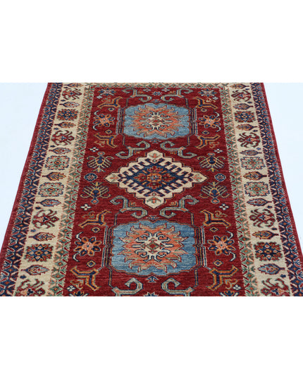 Kazak 3' 6" X 4' 9" Hand Knotted Wool Rug 3' 6" X 4' 9" (107 X 145) / Red / Wool