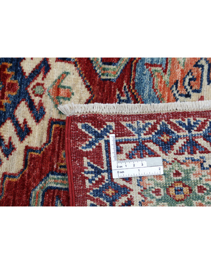Kazak 3' 6" X 4' 9" Hand Knotted Wool Rug 3' 6" X 4' 9" (107 X 145) / Red / Wool