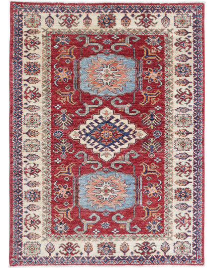 Kazak 3' 6" X 4' 9" Hand Knotted Wool Rug 3' 6" X 4' 9" (107 X 145) / Red / Wool