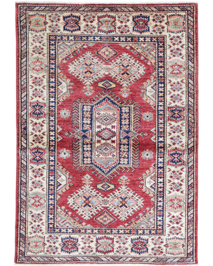 Kazak 3' 5" X 5' 2" Hand Knotted Wool Rug 3' 5" X 5' 2" (104 X 158) / Red / Wool
