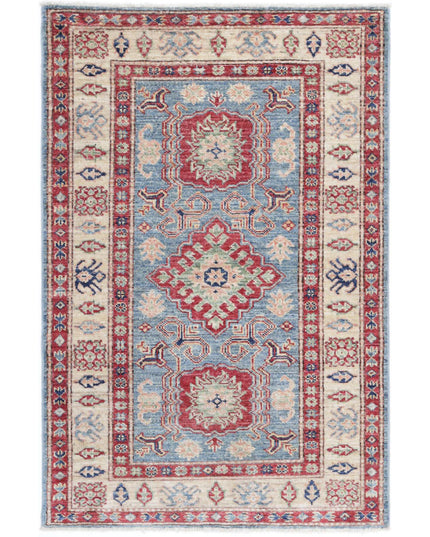Kazak 2' 9" X 4' 2" Hand Knotted Wool Rug 2' 9" X 4' 2" (84 X 127) / Blue / Wool