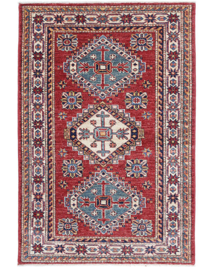 Kazak 2' 9" X 4' 2" Hand Knotted Wool Rug 2' 9" X 4' 2" (84 X 127) / Red / Wool