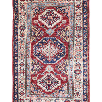 Kazak 2' 7" X 4' 2" Hand Knotted Wool Rug 2' 7" X 4' 2" (79 X 127) / Red / Wool