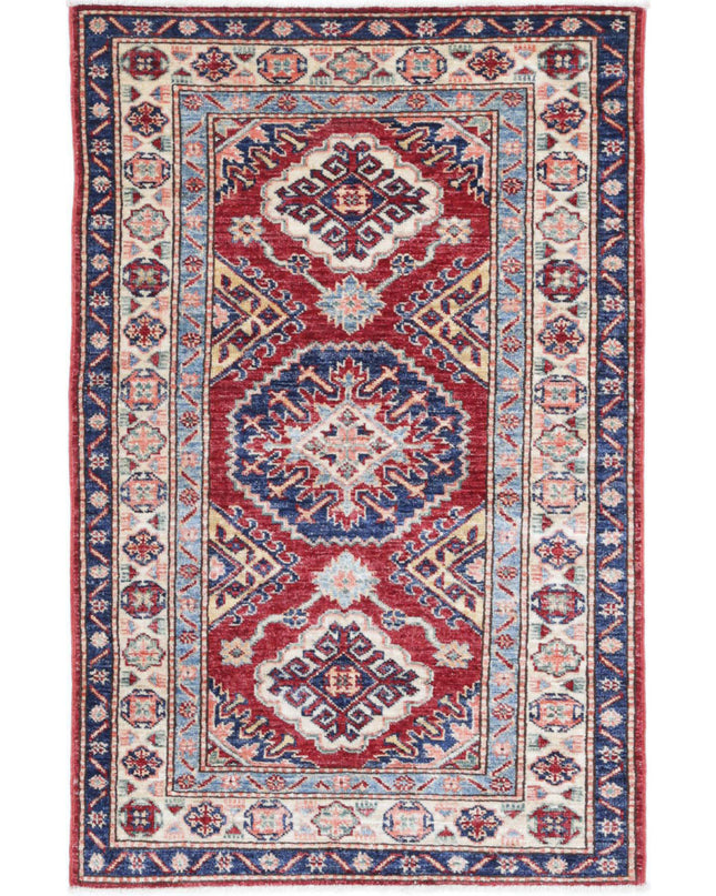 Kazak 2' 7" X 4' 2" Hand Knotted Wool Rug 2' 7" X 4' 2" (79 X 127) / Red / Wool