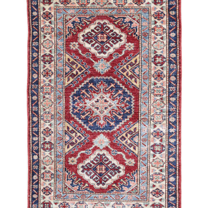 Kazak 2' 8" X 4' 2" Hand Knotted Wool Rug 2' 8" X 4' 2" (81 X 127) / Red / Wool