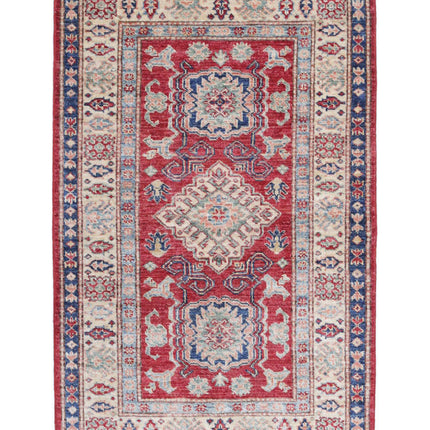 Kazak 2' 7" X 4' 0" Hand Knotted Wool Rug 2' 7" X 4' 0" (79 X 122) / Red / Wool