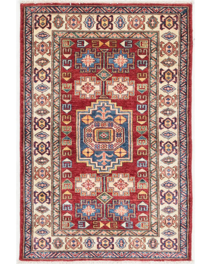 Kazak 2' 7" X 3' 10" Hand Knotted Wool Rug 2' 7" X 3' 10" (79 X 117) / Red / Wool