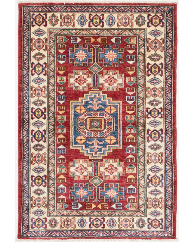 Kazak 2' 7" X 3' 10" Hand Knotted Wool Rug 2' 7" X 3' 10" (79 X 117) / Red / Wool