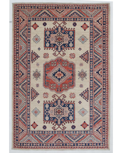 Kazak 4' 11" X 7' 3" Hand Knotted Wool Rug 4' 11" X 7' 3" (150 X 221) / Ivory / Wool