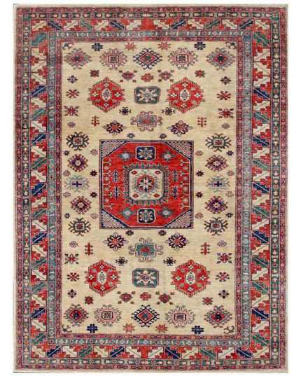 Kazak 6' 8" X 9' 1" Hand Knotted Wool Rug 6' 8" X 9' 1" (203 X 277) / Beige / Wool
