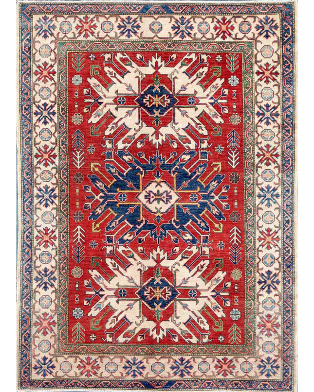 Kazak 6' 2" X 8' 3" Hand Knotted Wool Rug 6' 2" X 8' 3" (188 X 251) / Red / Wool