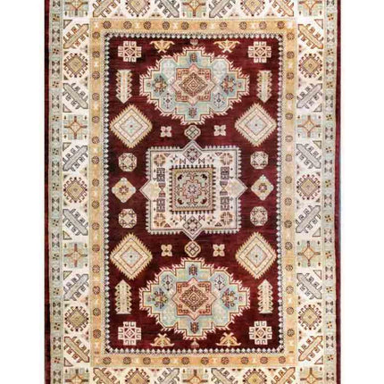 Kazak 5' 5" X 8' 0" Hand Knotted Wool Rug 5' 5" X 8' 0" (165 X 244) / Taupe / Wool