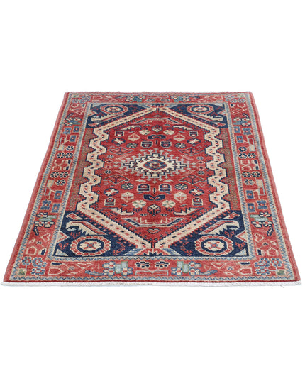 Kazak 3' 4" X 4' 4" Hand Knotted Wool Rug 3' 4" X 4' 4" (101 X 132) / Rust / Wool