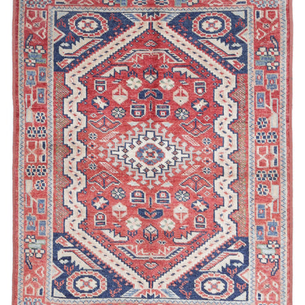 Kazak 3' 4" X 4' 4" Hand Knotted Wool Rug 3' 4" X 4' 4" (101 X 132) / Rust / Wool