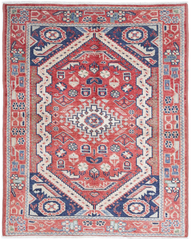 Kazak 3' 4" X 4' 4" Hand Knotted Wool Rug 3' 4" X 4' 4" (101 X 132) / Rust / Wool