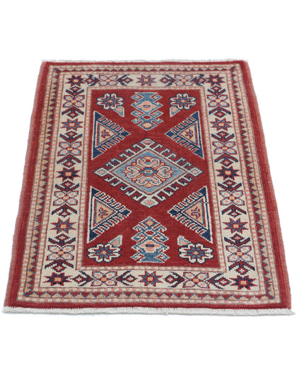 Kazak 2' 0" X 3' 0" Hand Knotted Wool Rug 2' 0" X 3' 0" (61 X 91) / Red / Wool