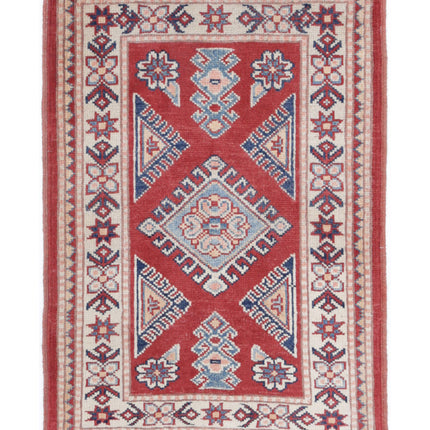 Kazak 2' 0" X 3' 0" Hand Knotted Wool Rug 2' 0" X 3' 0" (61 X 91) / Red / Wool