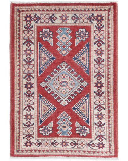 Kazak 2' 0" X 3' 0" Hand Knotted Wool Rug 2' 0" X 3' 0" (61 X 91) / Red / Wool