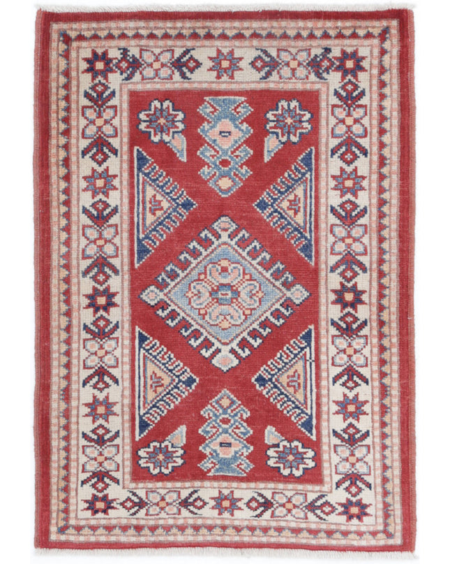 Kazak 2' 0" X 3' 0" Hand Knotted Wool Rug 2' 0" X 3' 0" (61 X 91) / Red / Wool