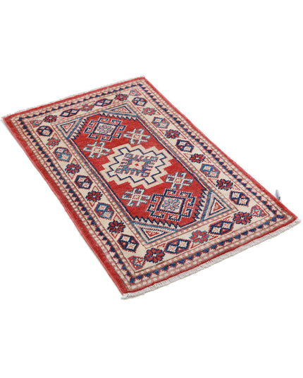 Kazak 1' 9" X 2' 9" Hand Knotted Wool Rug 1' 9" X 2' 9" (53 X 84) / Red / Wool