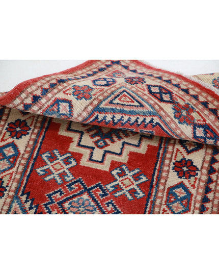 Kazak 1' 9" X 2' 9" Hand Knotted Wool Rug 1' 9" X 2' 9" (53 X 84) / Red / Wool