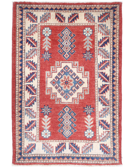 Kazak 2' 2" X 3' 4" Hand Knotted Wool Rug 2' 2" X 3' 4" (66 X 101) / Red / Wool