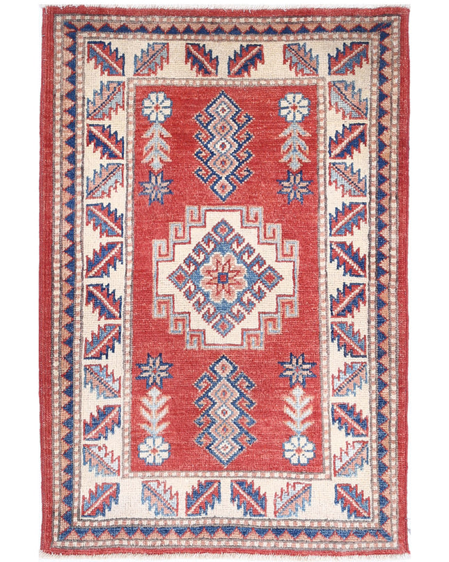Kazak 2' 2" X 3' 4" Hand Knotted Wool Rug 2' 2" X 3' 4" (66 X 101) / Red / Wool