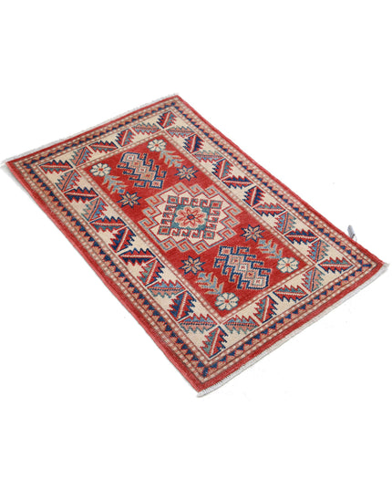 Kazak 1' 11" X 2' 11" Hand Knotted Wool Rug 1' 11" X 2' 11" (59 X 89) / Red / Wool