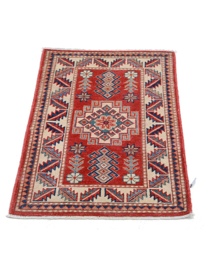 Kazak 1' 11" X 2' 11" Hand Knotted Wool Rug 1' 11" X 2' 11" (59 X 89) / Red / Wool
