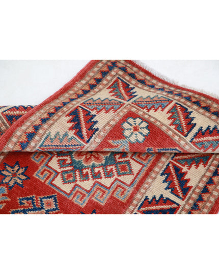 Kazak 1' 11" X 2' 11" Hand Knotted Wool Rug 1' 11" X 2' 11" (59 X 89) / Red / Wool