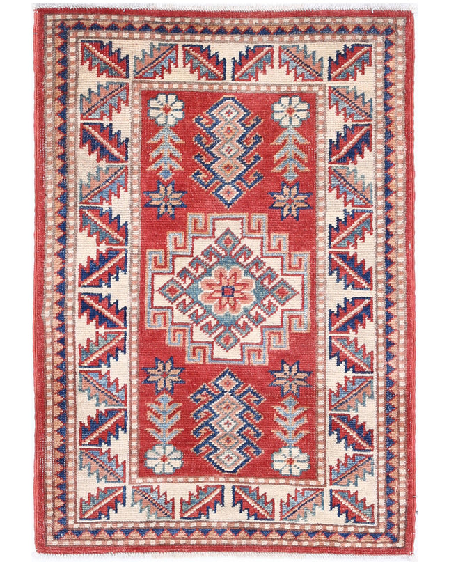 Kazak 1' 11" X 2' 11" Hand Knotted Wool Rug 1' 11" X 2' 11" (59 X 89) / Red / Wool