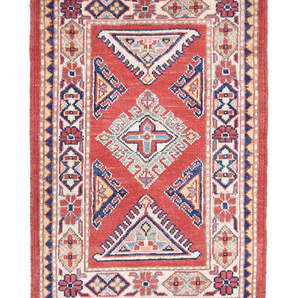 Kazak 2' 1" X 3' 1" Hand Knotted Wool Rug 2' 1" X 3' 1" (63 X 94) / Red / Wool
