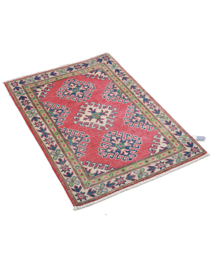 Kazak 2' 0" X 2' 8" Hand Knotted Wool Rug 2' 0" X 2' 8" (61 X 81) / Red / Wool