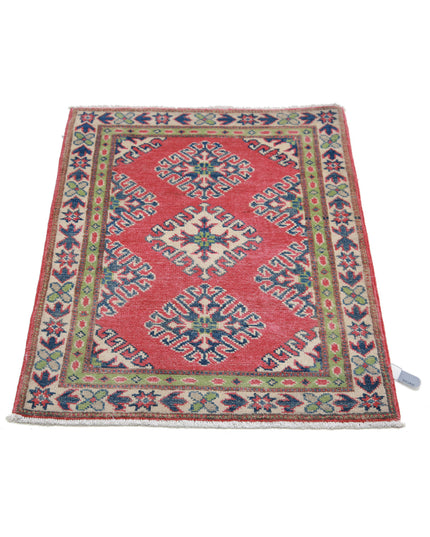 Kazak 2' 0" X 2' 8" Hand Knotted Wool Rug 2' 0" X 2' 8" (61 X 81) / Red / Wool