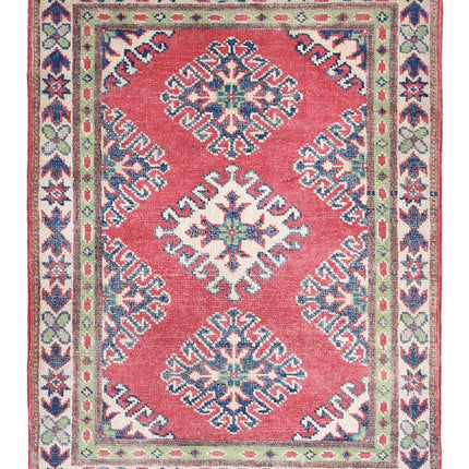 Kazak 2' 0" X 2' 8" Hand Knotted Wool Rug 2' 0" X 2' 8" (61 X 81) / Red / Wool