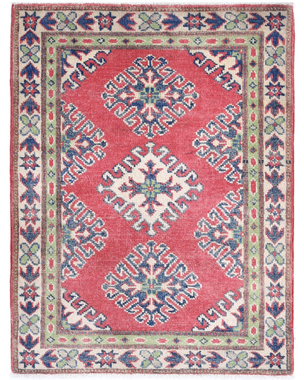 Kazak 2' 0" X 2' 8" Hand Knotted Wool Rug 2' 0" X 2' 8" (61 X 81) / Red / Wool