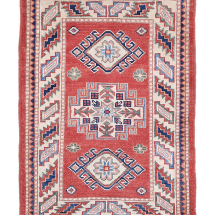 Kazak 2' 0" X 2' 10" Hand Knotted Wool Rug 2' 0" X 2' 10" (61 X 86) / Red / Wool