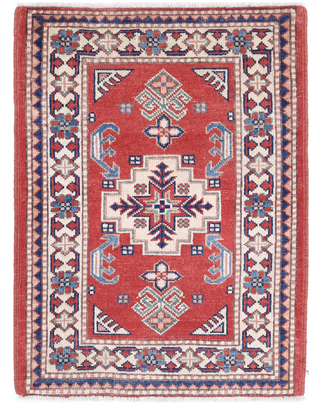 Kazak 2' 1" X 2' 10" Hand Knotted Wool Rug 2' 1" X 2' 10" (63 X 86) / Red / Wool