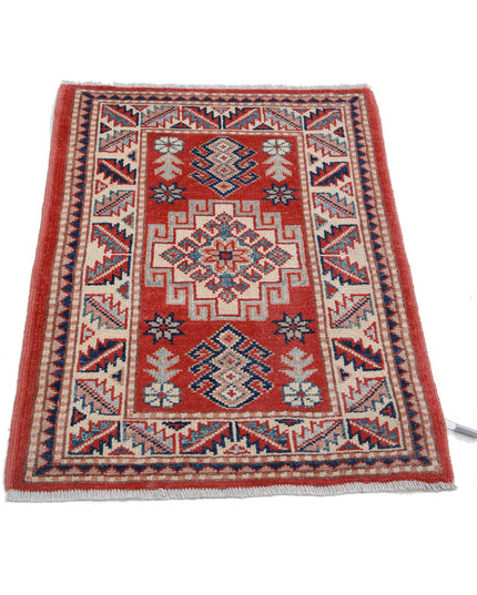 Kazak 2' 0" X 2' 10" Hand Knotted Wool Rug 2' 0" X 2' 10" (61 X 86) / Red / Wool